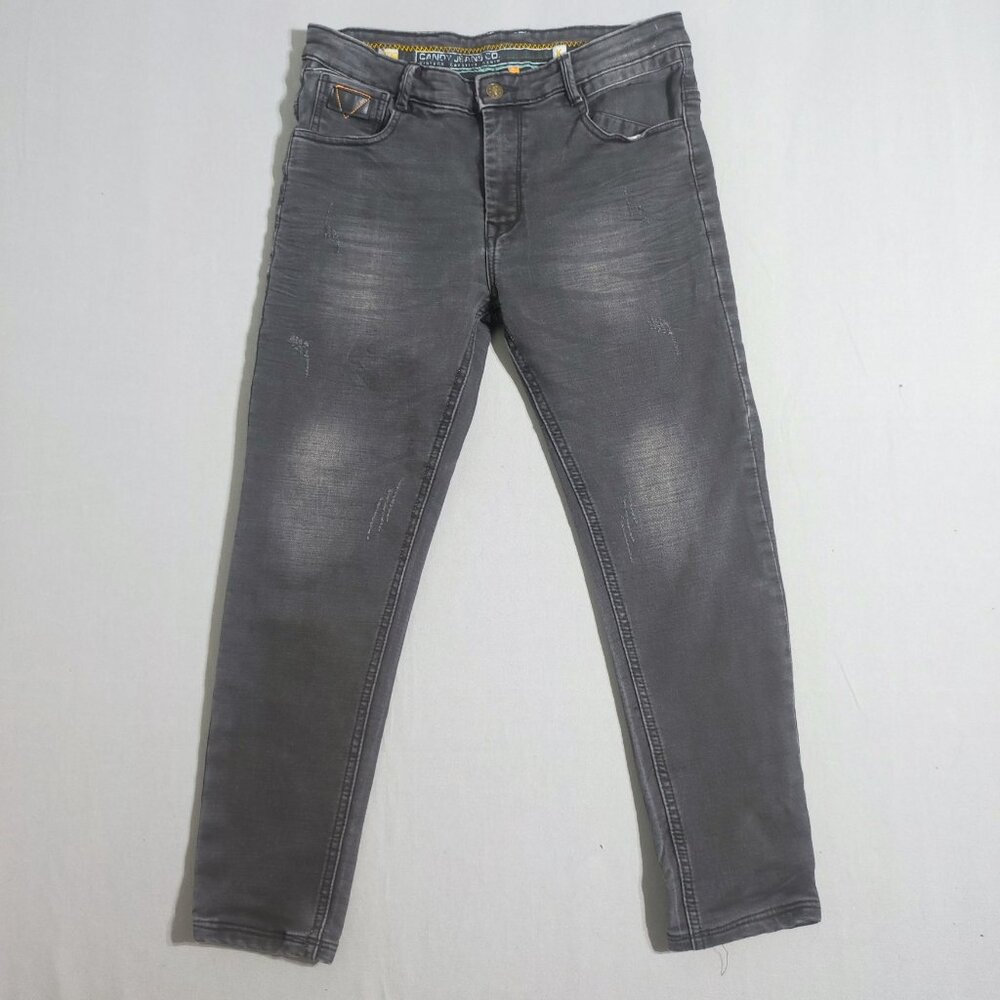 Candy Jeans classic trend men's size 31 grey factory distressed ankle crop slim